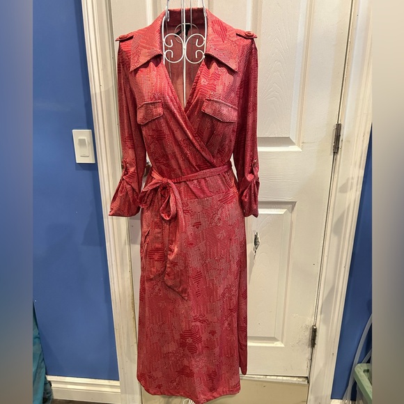 Lapis Dresses & Skirts - Lapis Red Long Sleeve Wrap Dress XL